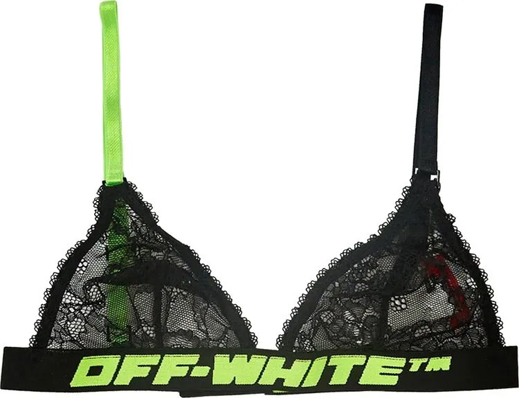Бюстгальтер Off-White Logo Lace Bra 'Black', черный