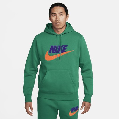 Худи Nike Club Fleece, цвет Malachite/Malachite/Safety Orange