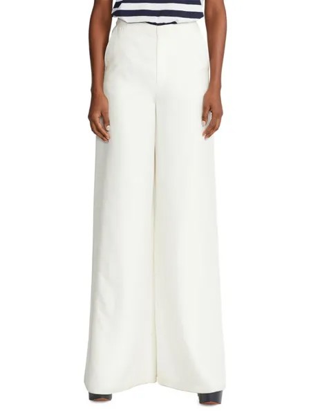 Шелковые широкие брюки Elaine Ralph Lauren Collection, цвет Off White