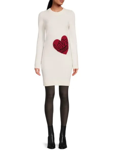 Мини-платье в рубчик с графическим логотипом Love Moschino, белый