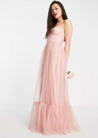 Платье розового цвета с корсетом и тюлевой юбкой Lace & Beads Bridesmaid-Розовый цвет