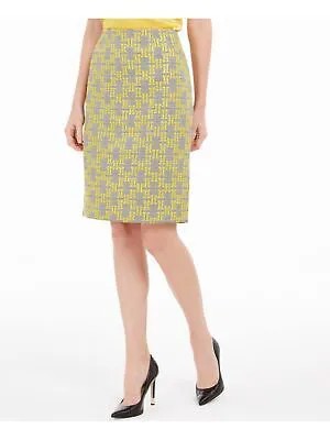 KASPER Женская желтая жаккардовая юбка-карандаш в клетку выше колена Размер: 6