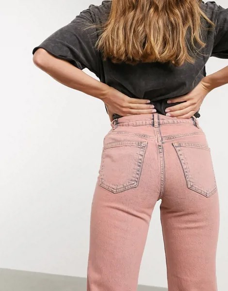 Розовые узкие джинсы прямого кроя ASOS DESIGN-Розовый цвет