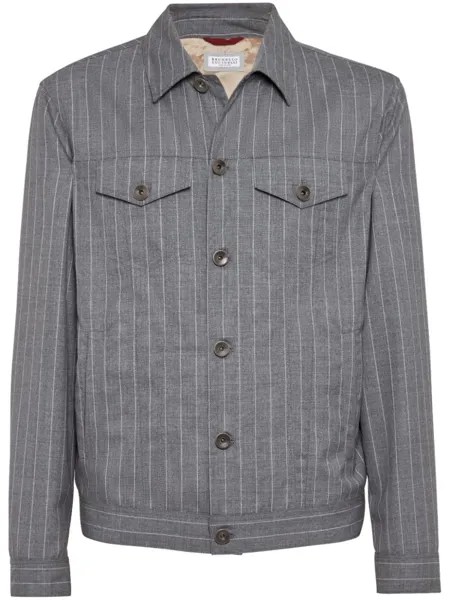 Brunello Cucinelli джинсовая куртка в полоску, серый