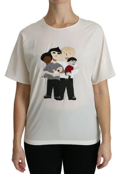 DOLCE - GABBANA Топ Белая блузка с короткими рукавами и нашивками #dgfamily IT40/ US6/ S 1050 долларов США