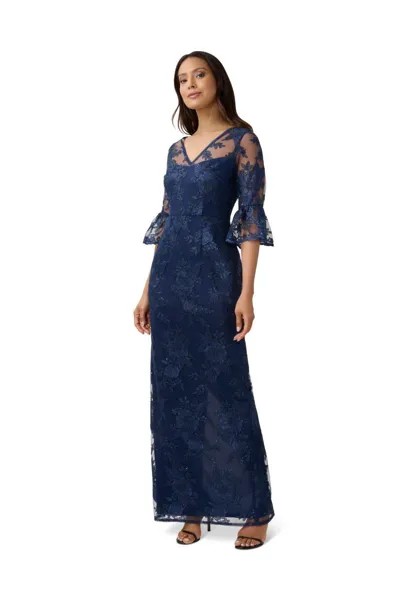 Платье с вышивкой блестками Adrianna Papell, темно-синий