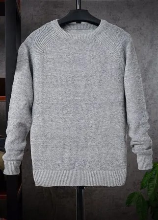 Вязаный свитер с рукавом-реглан в рубчик для мужчины