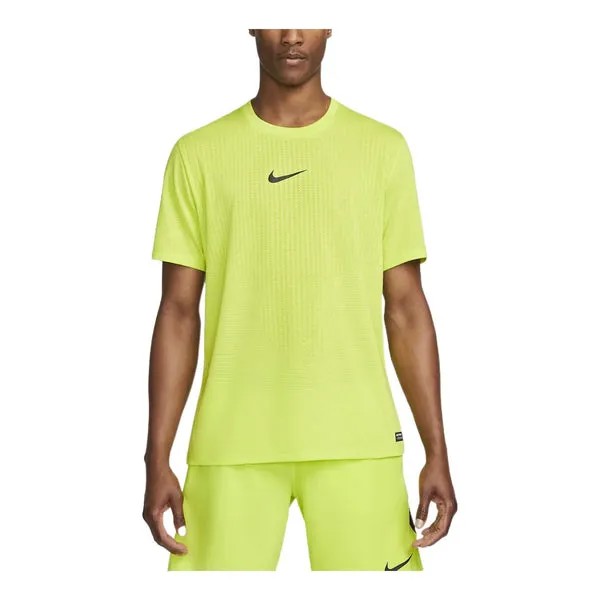 Футболка Men's Nike Pro Dri-FIT Adv Training Sports Quick Dry Solid Color Round Neck Short Sleeve Atomic Green T-Shirt, мультиколор