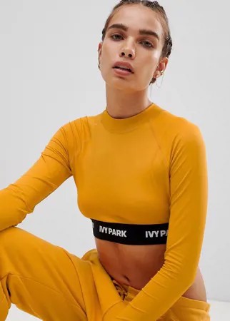 Желтый кроп-топ с длинными рукавами Ivy Park