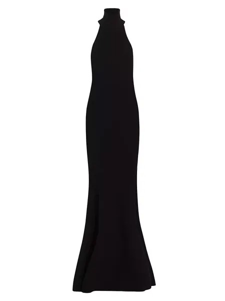 Платье русалки из смесовой шерсти с бретелькой на бретельках Nina Ricci, черный