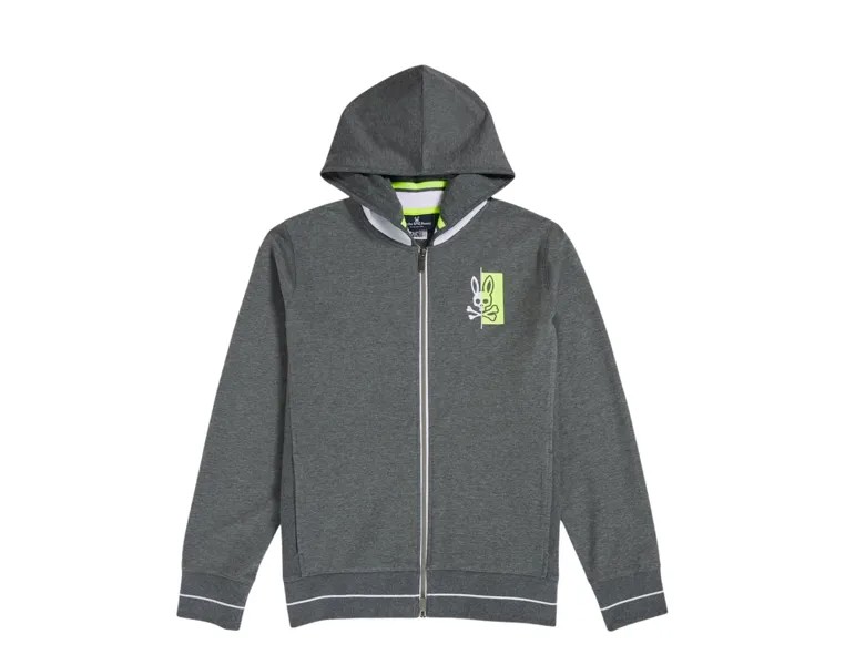 Мужская толстовка с капюшоном Psycho Bunny Dovedale на молнии Хизер Шторм/Лайм B6H204N1FT-HST, серый