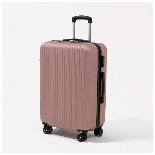 Чемодан RusExpress, пластик, ABS-пластик, водонепроницаемый, жесткое дно, опорные ножки на боковой стенке, рифленая поверхность, розовый