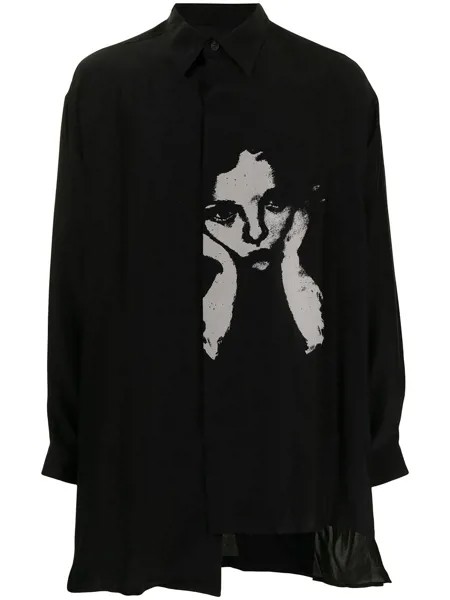 Yohji Yamamoto рубашка с графичным принтом