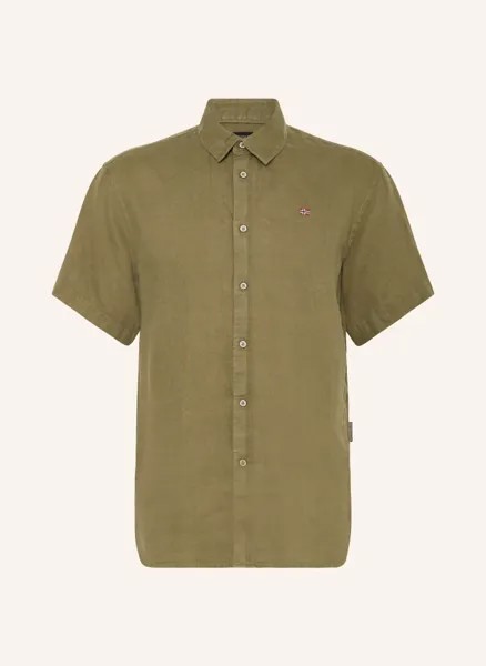Рубашка с короткими рукавами g-linen стандартного кроя Napapijri, зеленый