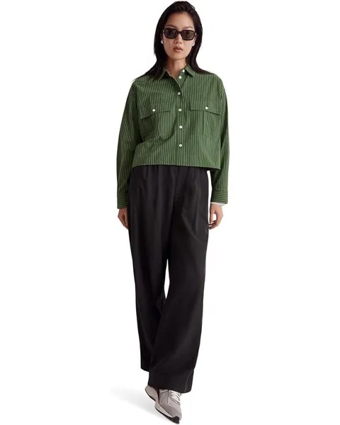 Рубашка Madewell Flannel Cargo Button-Up, цвет Pin Stripe Varsity Green