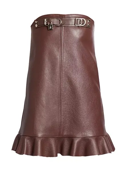 Кожаное мини-платье с замком и ремешком Jw Anderson, цвет chocolate brown