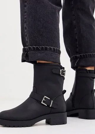Черные байкерские ботинки для широкой стопы ASOS DESIGN August-Черный