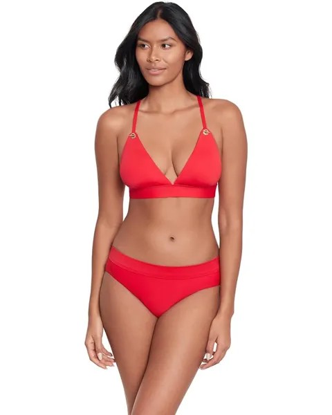 Топ бикини LAUREN Ralph Lauren Beach Club Solids Toggle V Neck, красный