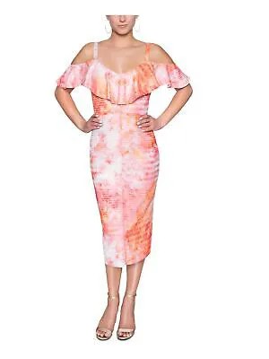 RACHEL RACHEL ROY Женское вечернее платье-футляр миди с коралловой отделкой и короткими рукавами M