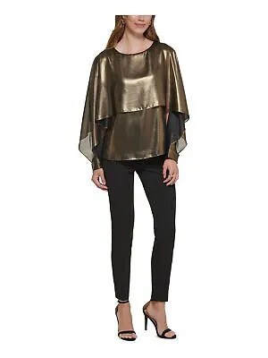 DKNY Женская золотистая накидка с длинными рукавами и накладкой на подкладке Wear To Work Blouse Petites PM