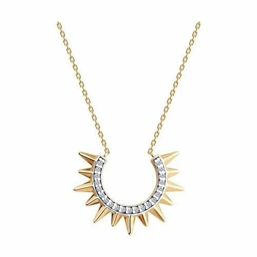 Колье Diamant, серебро, 925 проба, золочение, фианит, длина 45 см.