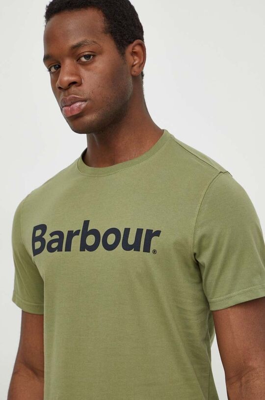 Хлопковая футболка Barbour, зеленый