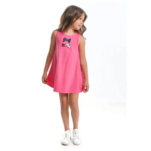 Платье Mini Maxi, хлопок, трикотаж, однотонное, размер 110, розовый