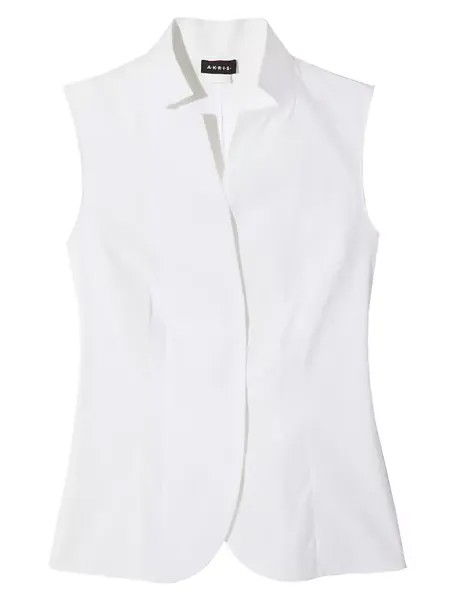 Блузка из эластичного хлопка с реверсивным воротником Akris, белый