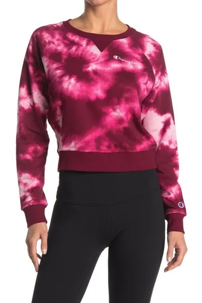 Пуловер с круглым вырезом CHAMPION Cloud Burst Tie Dye Pink Campus из френч-терри M 8