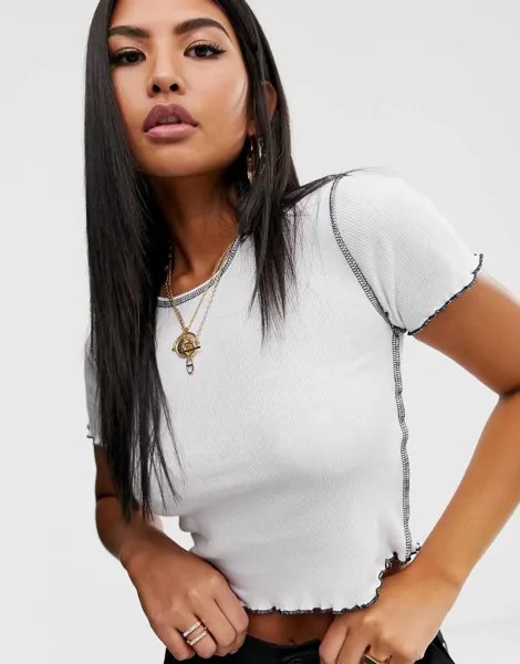 Белая футболка с короткими рукавами и контрастной строчкой ASOS DESIGN-Белый