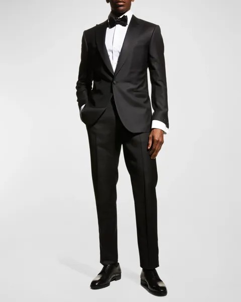 Мужской однотонный смокинг с острыми лацканами Corneliani, цвет Black