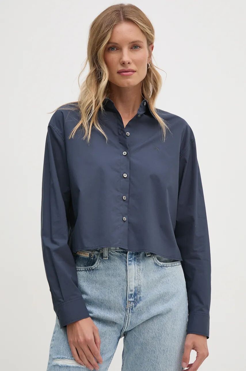 Хлопковая рубашка Calvin Klein Jeans, синий
