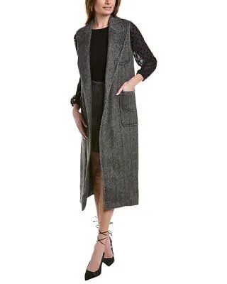 Женское шерстяное пальто с запахом Michael Kors Collection, черный размер S