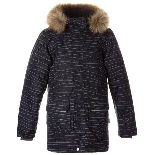 Пальто зимнее Huppa Vesper 4 12370430-12509 12509, чёрный с принтом, размер 128