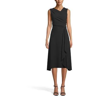 Женское асимметричное коктейльное платье миди черного цвета из крепа Anne Klein 6 BHFO 7678