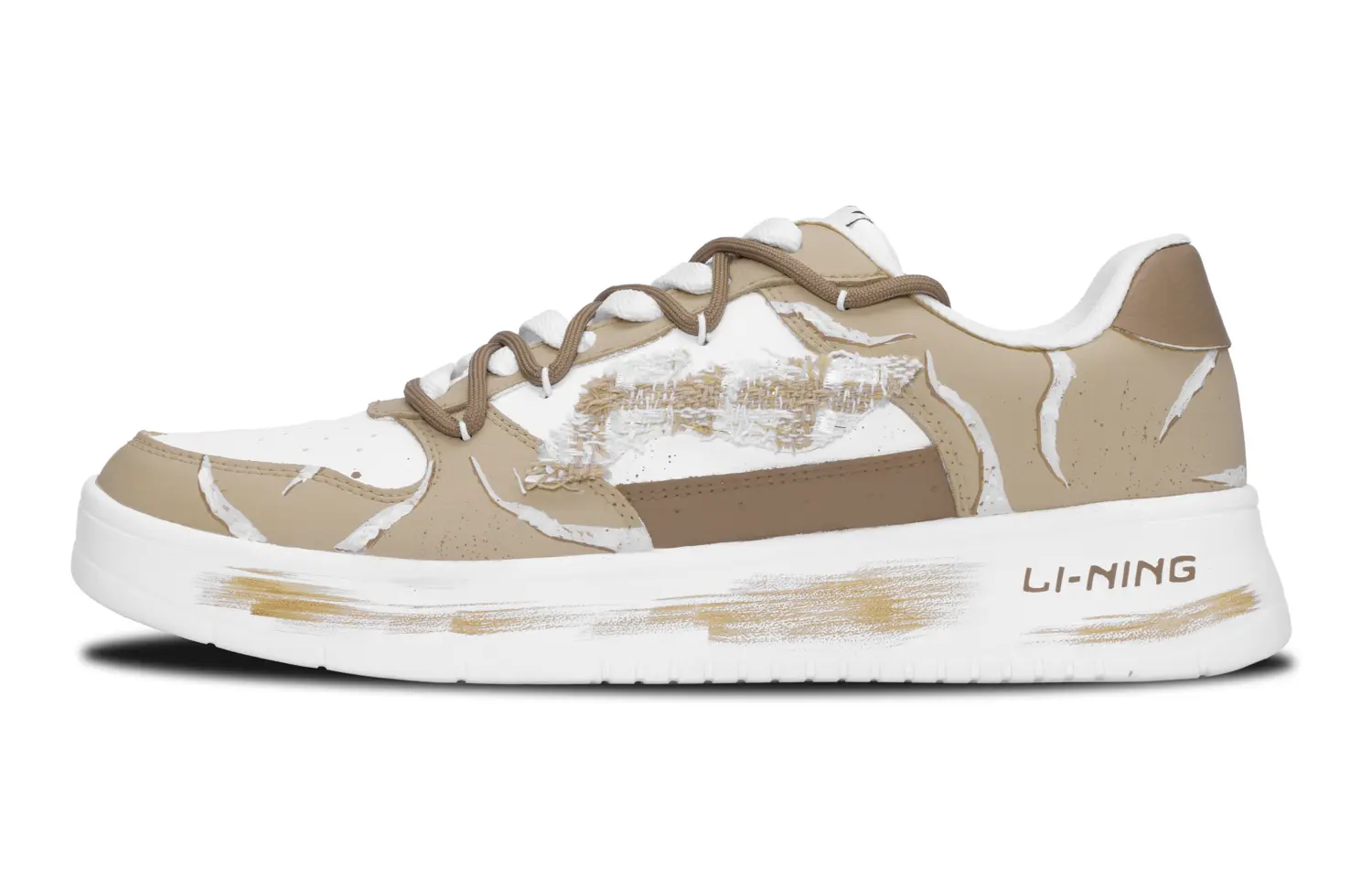 Кроссовки LINING Pontoon Boats Skateboarding Shoes Men Low-top White, коричневый