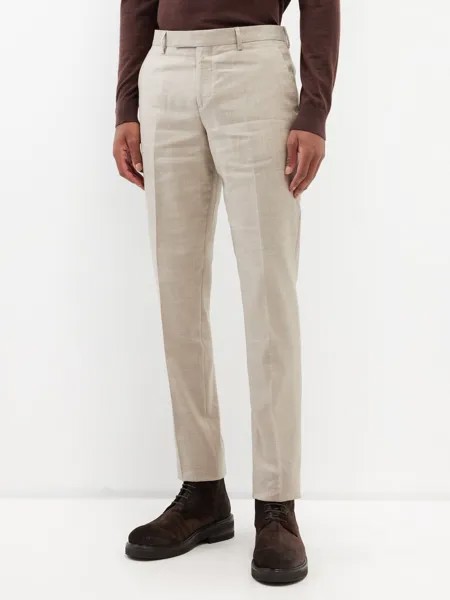 Костюмные брюки из смесового льна с плоским передом Paul Smith, бежевый