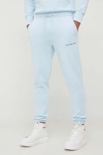 Хлопковые спортивные брюки Calvin Klein Jeans, синий