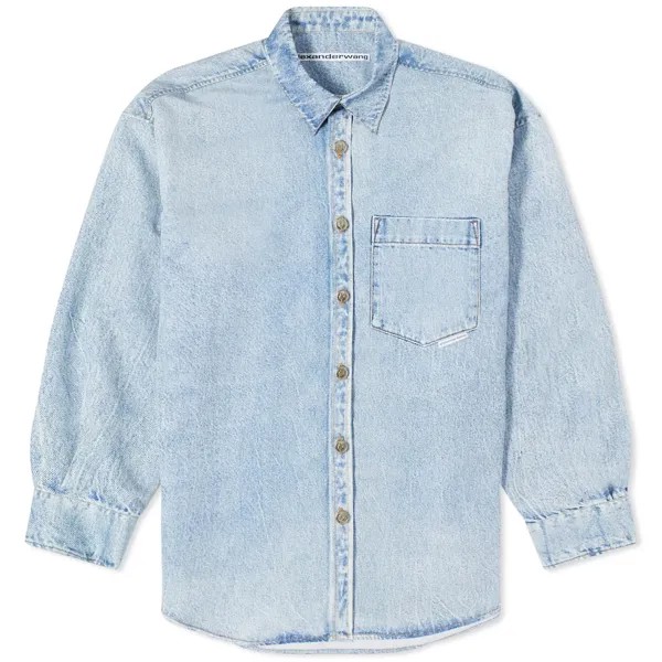 Рубашка Alexander Wang Printed Denim Button Down, синий