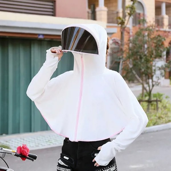 Защитная маска, велосипедное снаряжение, Женская защита лица, уличная спортивная Солнцезащитная рубашка с капюшоном, солнцезащитные очки, ...