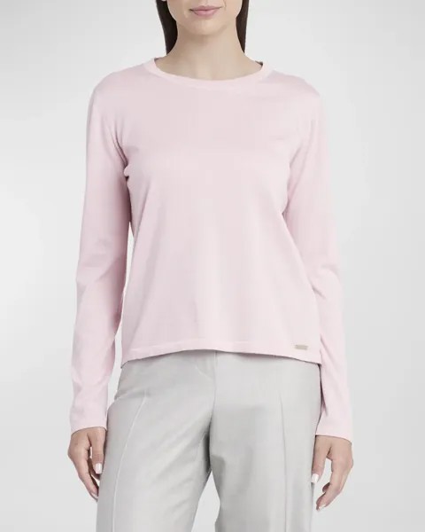 Кашемировый шелковый свитер с круглым вырезом Kiton, цвет Lt Pink