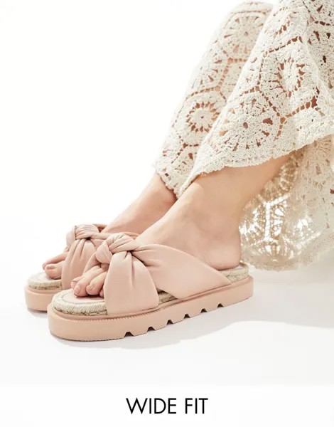 Светло-розовые эспадрильи с перекрестными ремешками ASOS DESIGN Wide Fit Jemima