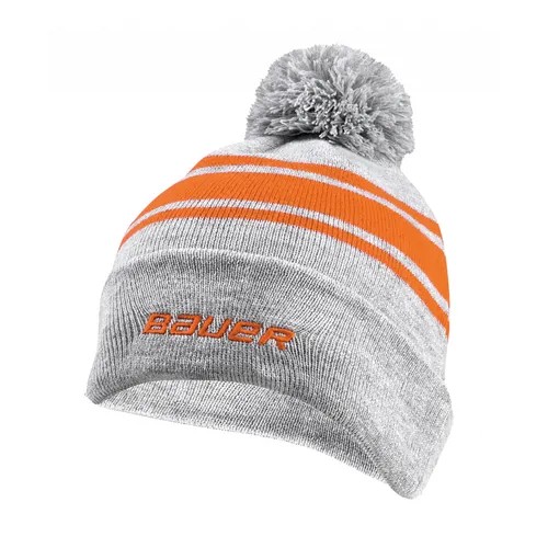 Шапка BAUER New Era Team Stripe Pom(серо-оранжевый)