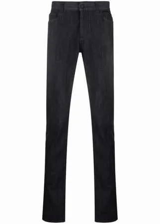 Canali узкие джинсы с эффектом потертости