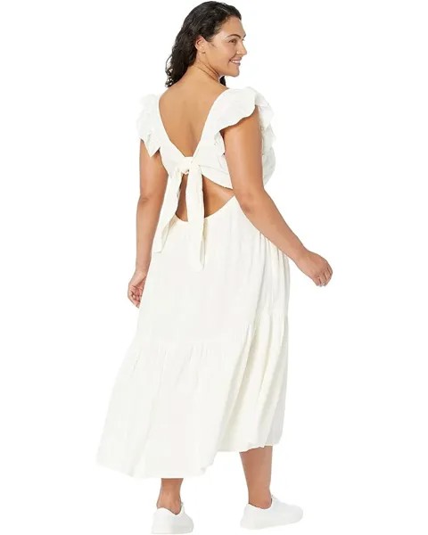 Платье Madewell Plus Ruffle-Strap Tiered Midi Dress in Textural Stripe, цвет Lighthouse