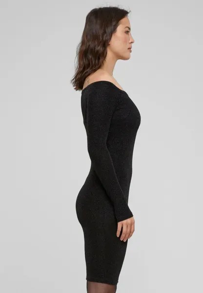 Коктейльное платье / Вечернее платье Off Shoulder Longsleeve Glitter Urban Classics, черное