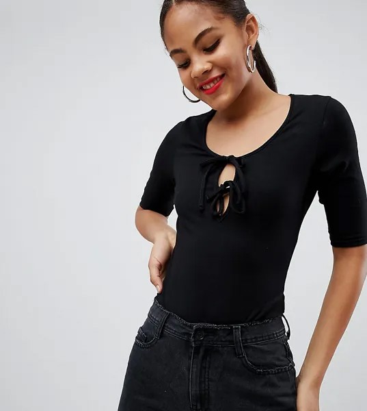 Черное боди с короткими рукавами ASOS DESIGN Tall-Черный