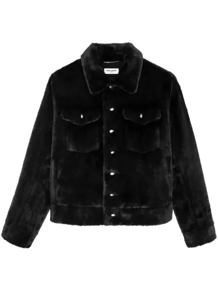 Saint Laurent куртка из искусственного меха, черный