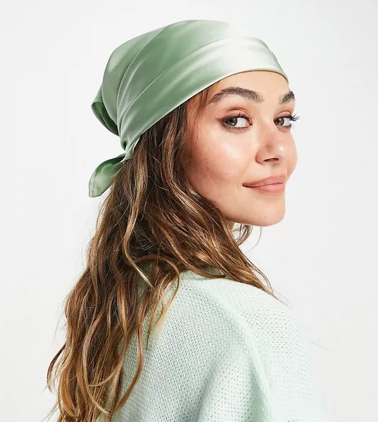 Зеленый атласный платок на голову от комплекта COLLUSION-Зеленый цвет