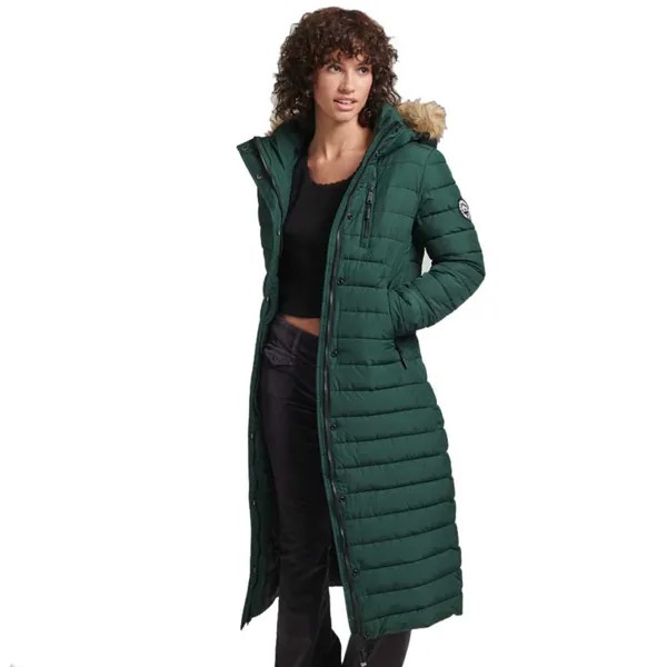 Куртка Superdry Super Long Line Fuji, зеленый